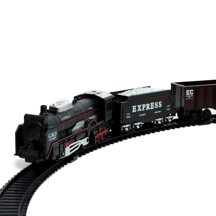 Железная дорога «Товарный поезд», с 9 вагонами, работает от батареек, свет Железная дорога «Товарный поезд», с 9 вагонами, работает от батареек, свет