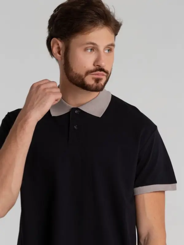 Рубашка поло Prince 190 черная с серым, размер S Рубашка поло Prince 190 черная с серым, размер S