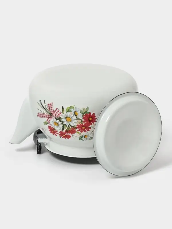 Чайник сферич. с мет.р. 3л (белая)Астры Чайник сферич. с мет.р. 3л (белая)Астры