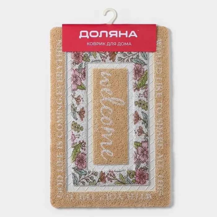 Коврик придверный Доляна &laquo;Цветы&raquo;, ПВХ, 40&times;60 см