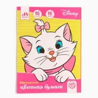 Цветная бумага, А4, 16 листов, 16 цветов, немелованная, двусторонняя, на скрепке, 48 г/м², «Коты аристократы»