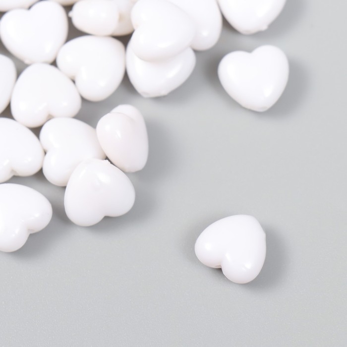 Бусины пластик Бусины пластик "Сердечко белоснежное" набор 20 гр 0,6х1х1 см