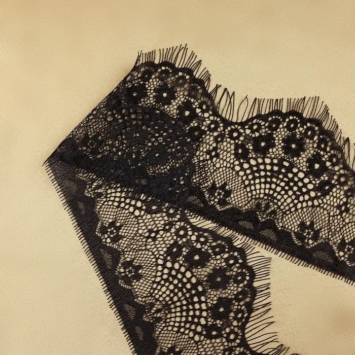 Кружево реснички, 90 мм, 9&plusmn;0.5 м, в бобине 3 шт. по 3 м, чёрное