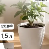 Горшок цветочный с поддоном Saffron, 1.5 л, d=14.6 см, h=13.5 см, пластиковый, бежевый