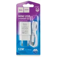 Сетевое зарядное устройство с кабелем USB на MicroUSB 2.4A C134A HOCO белое
