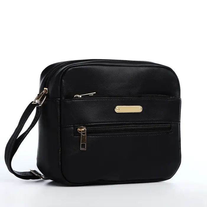Сумка женская кросс-боди на молнии, 21&times;7.5&times;17 см, чёрная