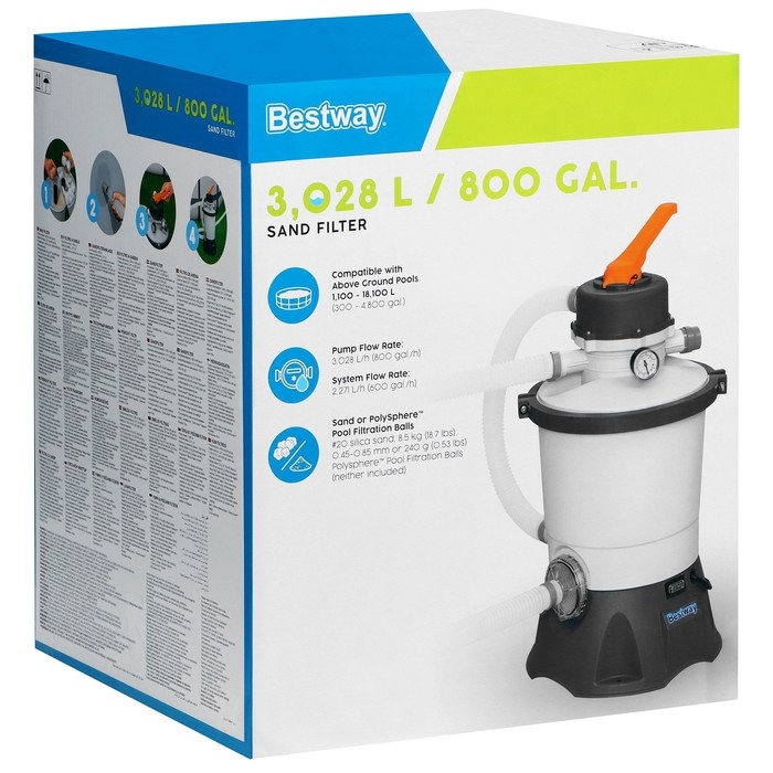 Фильтр-насос Bestway 58515, 220-240V, 3596 л/ч, для бассейна, песочный Фильтр-насос Bestway 58515, 220-240V, 3596 л/ч, для бассейна, песочный