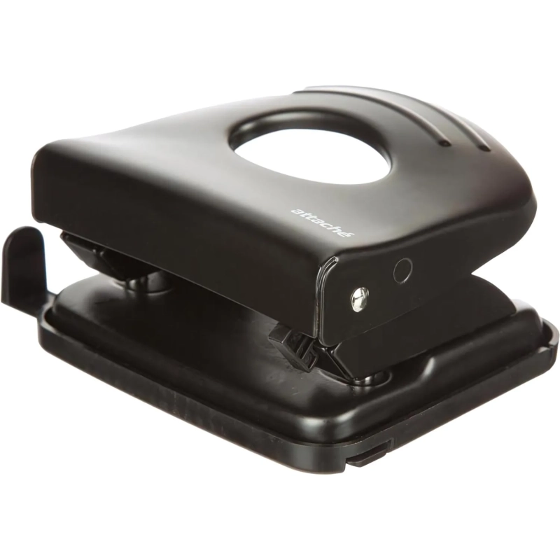 Дырокол металлический Attache до 30 листов, с линейкой, цвет черный
