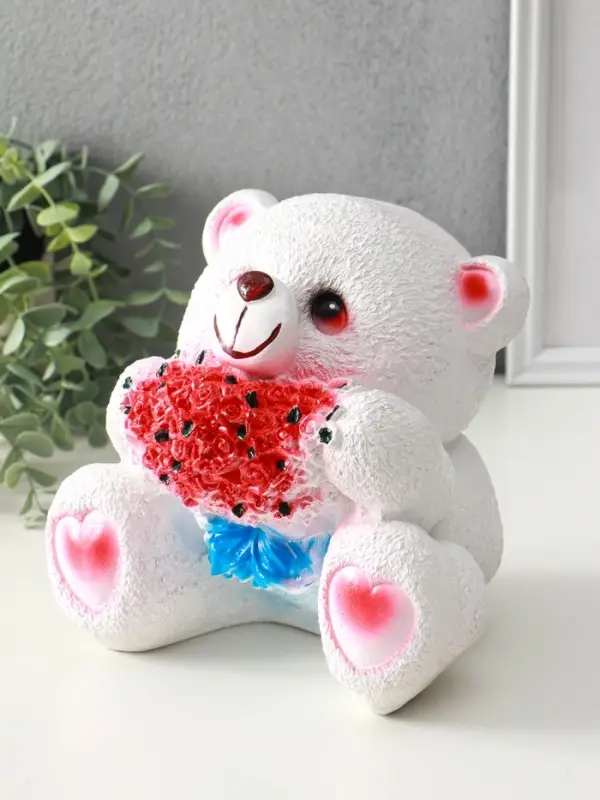 Копилка для денег &laquo;Мишка с букетом&raquo;, гипс, 19&times;20 см