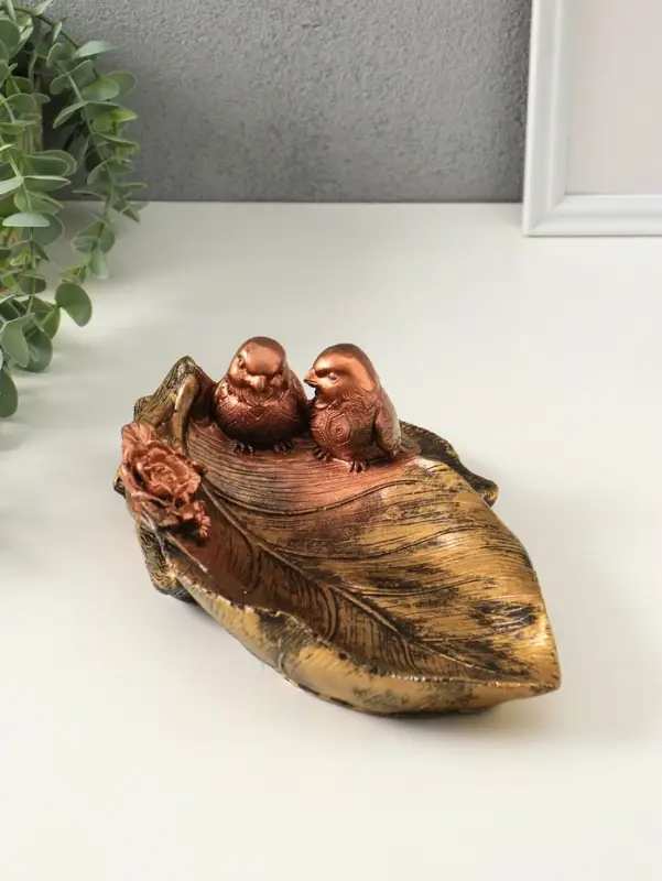 Подставка для мелочей &laquo;Птички&raquo;, гипс под бронзу, 10&times;25&times;20 см
