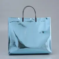 Пакет подарочный ПВХ, голография, голубой, пластикова ручка, 32&times;28&times;11 см