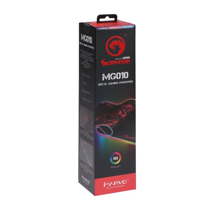 Коврик для мыши MARVO MG010, игровой, 800x305x4 мм, подсветка, чёрный Коврик для мыши MARVO MG010, игровой, 800x305x4 мм, подсветка, чёрный