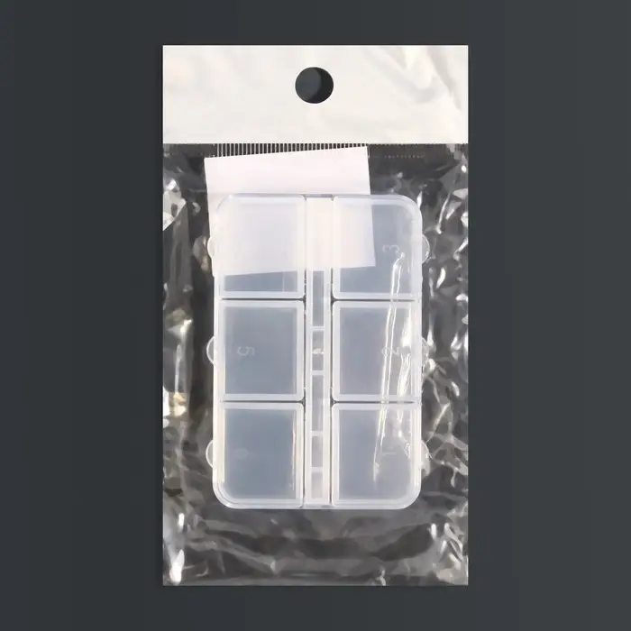 Органайзер для хранения мелочей, 6 ячеек, 5.3×7.5×1.3 см, прозрачный Органайзер для хранения мелочей, 6 ячеек, 5.3×7.5×1.3 см, прозрачный