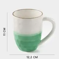 Кружка Доляна &laquo;Космос&raquo;, 400 мл, фарфор, белая, зелёная