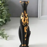 Фигурка керамика &laquo;Кошка Багира прямая&raquo;, чёрный, 6&times;6&times;21 см