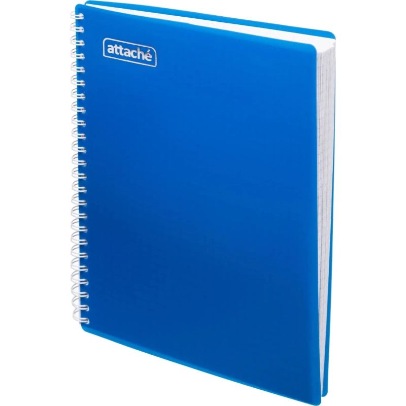 Бизнес-тетрадь А5-,96л,гребень,обл.пластик,клетка, Attache Plastic, синий