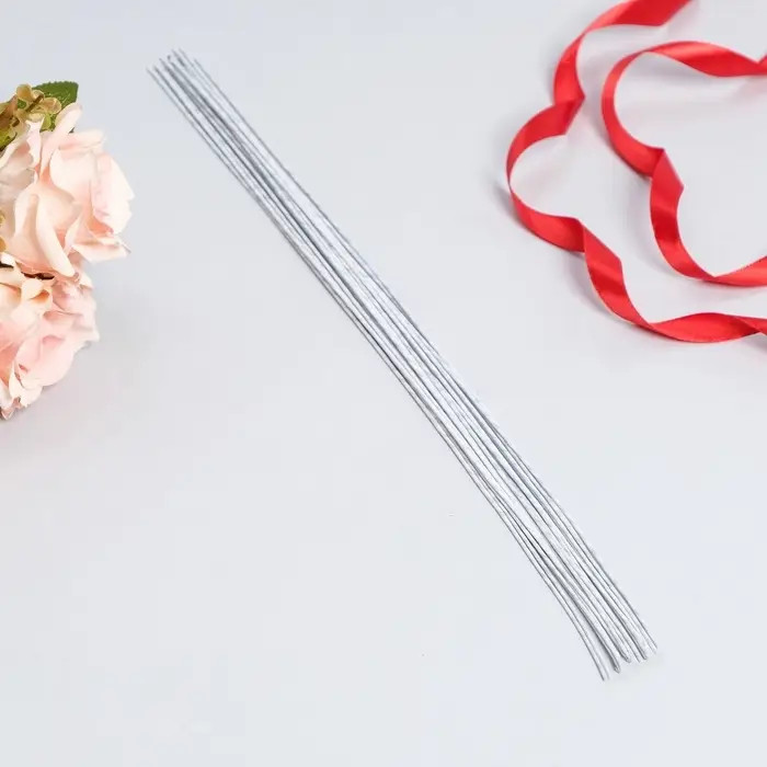 Флористическая проволока в бумажной оплётке &laquo;Белая&raquo;, длина 36 см, 1.2 мм, набор 20 шт.