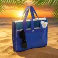 Складной коврик для пляжа и пикника Coastella, синий с белым