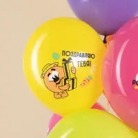 Воздушные шары латексные 12" &laquo;Смешарики, с Днем Рождения!&raquo;, 25 шт.