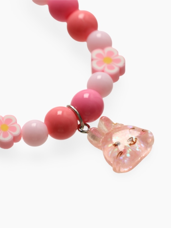 Браслет детский  Браслет детский "Выбражулька" фимо с бусинами, зайчик с бусинами, цвет розовый