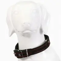 Ошейник кожаный &laquo;Строгий шип&raquo;, 65&times;3 см, ОШ 40-55 см, чёрный