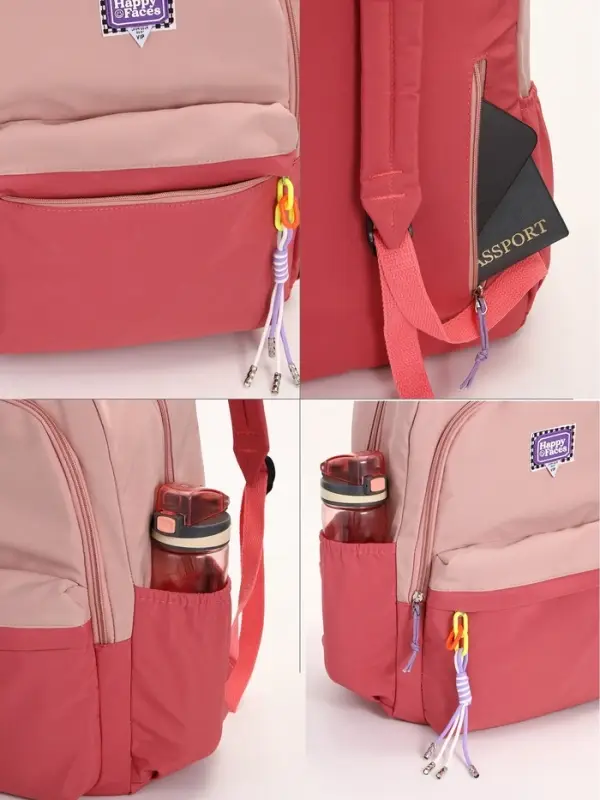 Рюкзак молодёжный на молнии, с карманами, двухцветный, размер 31&times;15&times;46 см, розовый