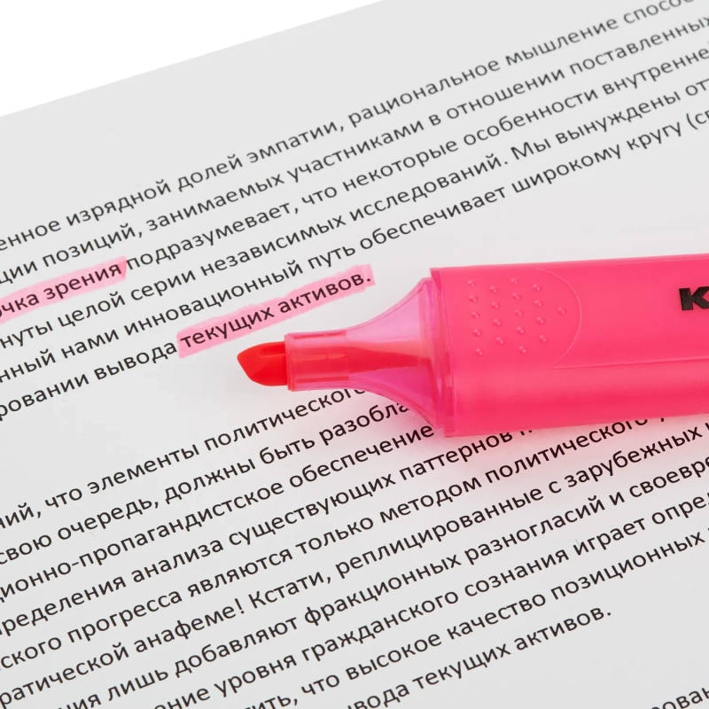 Маркер текстовыделитель Kores BRIGHT LINER PLUS, скош након, 0,5-5мм, розов