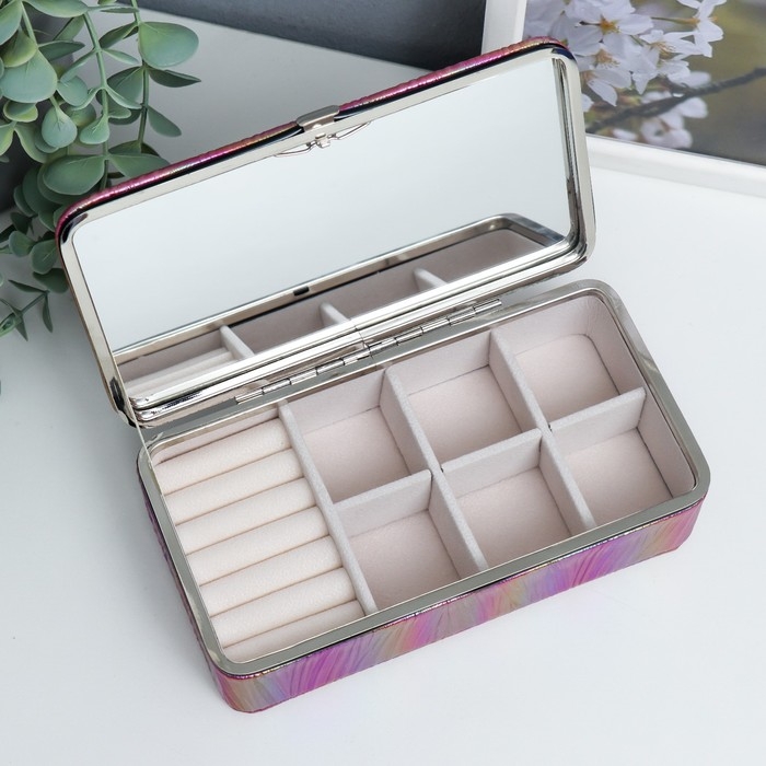 Шкатулка кожзам для украшений  Шкатулка кожзам для украшений "Полосы.Текстура. Красная переливы" 6х9,8х18,5 см