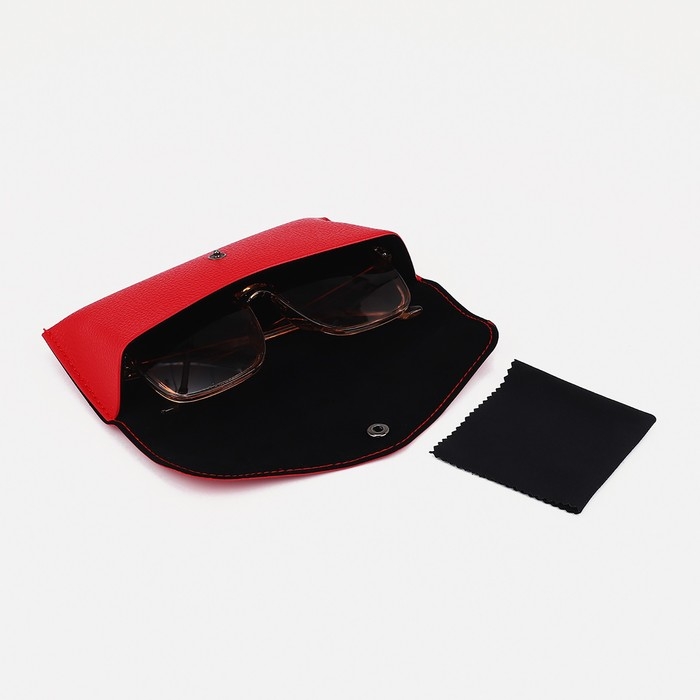 Футляр для очков на кнопке, длина 17 см, цвет красный Футляр для очков на кнопке, длина 17 см, цвет красный