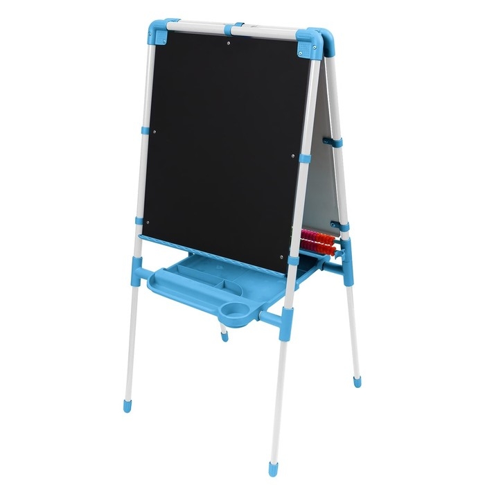 Мольберт детский двусторонний «Доска знаний», регулируется по высоте, + учебные принадлежности, цвет голубой