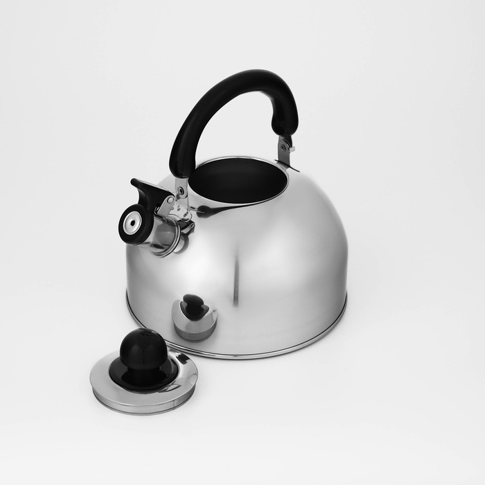 Чайник со свистком из нержавеющей стали Доляна «Чёрная ночь», 3 л, фиксированная ручка, цвет хромированный Чайник со свистком из нержавеющей стали Доляна «Чёрная ночь», 3 л, фиксированная ручка, цвет хромированный