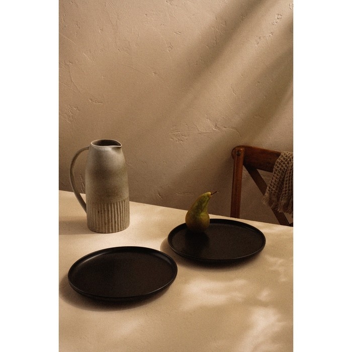 Набор фарфоровых тарелок SL Home «Дарк», d=25,5 см, цвет чёрный Набор фарфоровых тарелок SL Home «Дарк», d=25,5 см, цвет чёрный