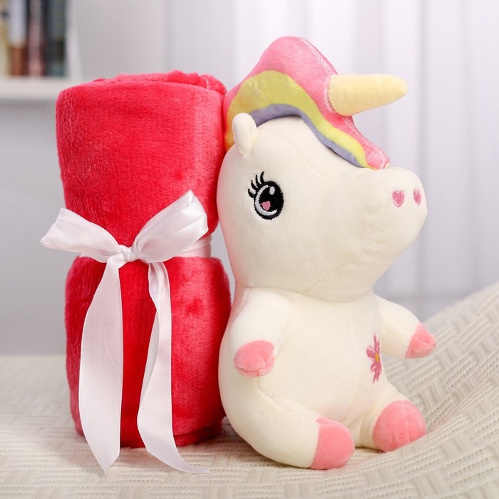 Мягкая игрушка «Единорожка», с пледом, МИКС