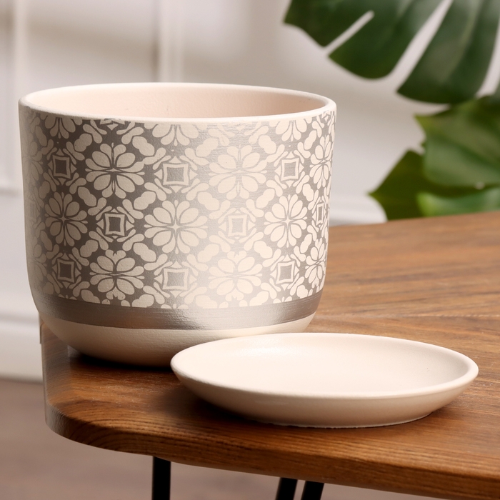 Горшок цветочный Гипюр белый бук №2, 1,6 л, d - 15,2 см Горшок цветочный Гипюр белый бук №2, 1,6 л, d - 15,2 см