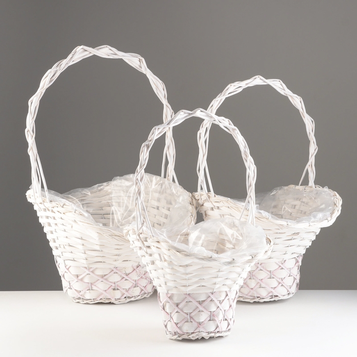 Набор корзин из 3 шт, 45x35x17/27/57 см, 37x28x20/26/52 см, 33x24x17/23/44 см, ива Набор корзин из 3 шт, 45x35x17/27/57 см, 37x28x20/26/52 см, 33x24x17/23/44 см, ива