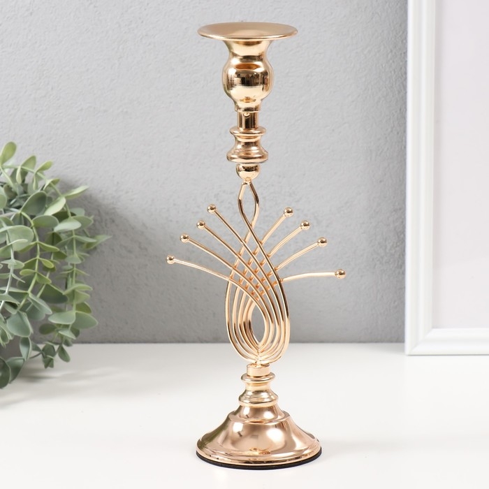 Подсвечник металл на 1 свечу  Подсвечник металл на 1 свечу "Золотое сечение" d=2-6 см 8х8х27 см