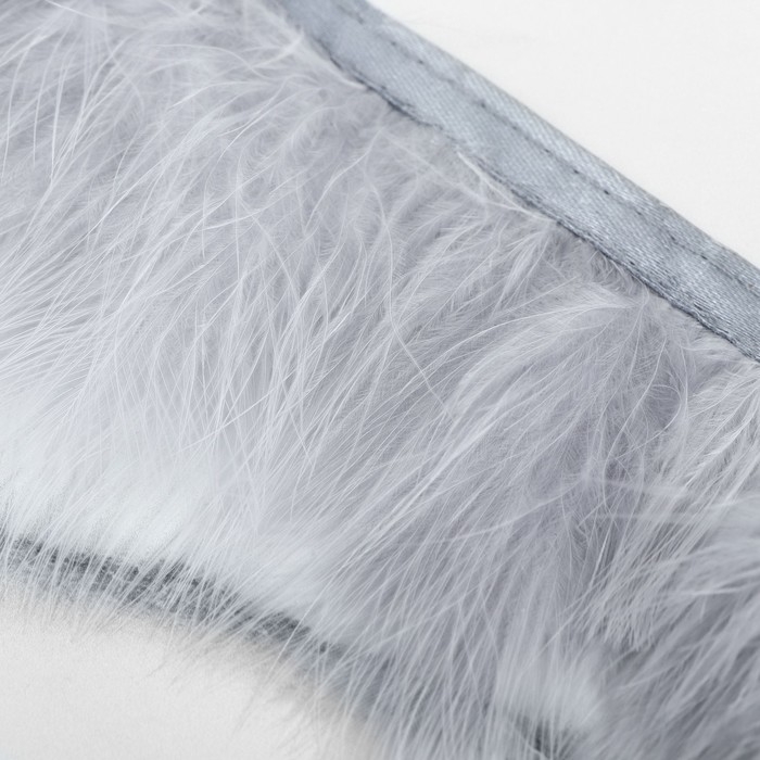 Тесьма с перьями марабу, 8-10 см, 5 ± 0,5 м, цвет серый Тесьма с перьями марабу, 8-10 см, 5 ± 0,5 м, цвет серый