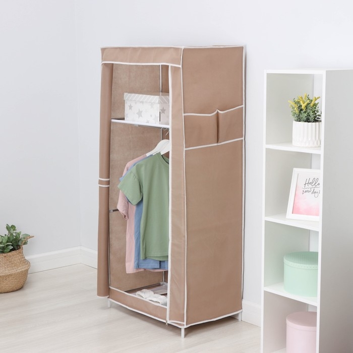 Шкаф тканевый каркасный, складной LaDо́m, 70×45×150 см, цвет бежевый Шкаф тканевый каркасный, складной LaDо́m, 70×45×150 см, цвет бежевый