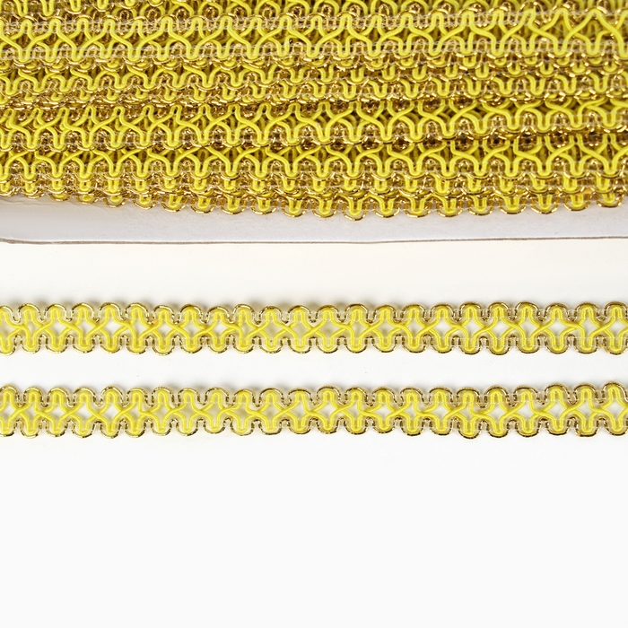 Тесьма жёлтая, с золотом по краю, 1,5 см, по 50 м Тесьма жёлтая, с золотом по краю, 1,5 см, по 50 м