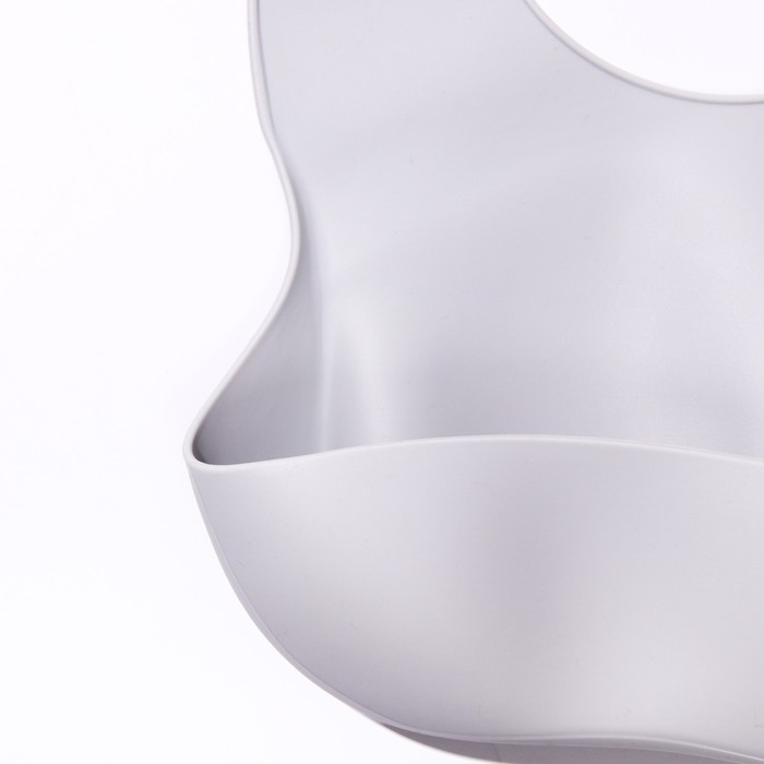 Нагрудник для кормления силиконовый с карманом, цвет серый Нагрудник для кормления силиконовый с карманом, цвет серый