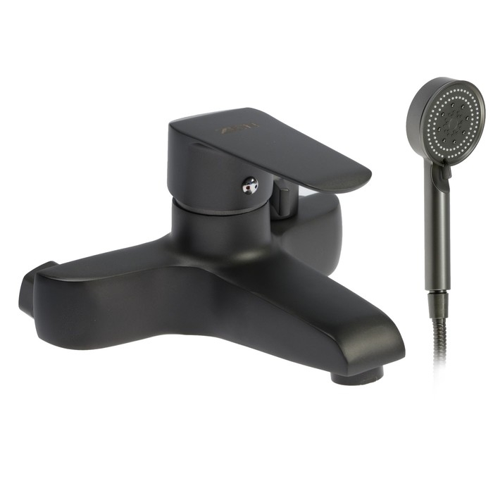 Смеситель для ванны ZEIN Z3856, однорычажный, душевой набор, лейка 5 режимов, графит Смеситель для ванны ZEIN Z3856, однорычажный, душевой набор, лейка 5 режимов, графит