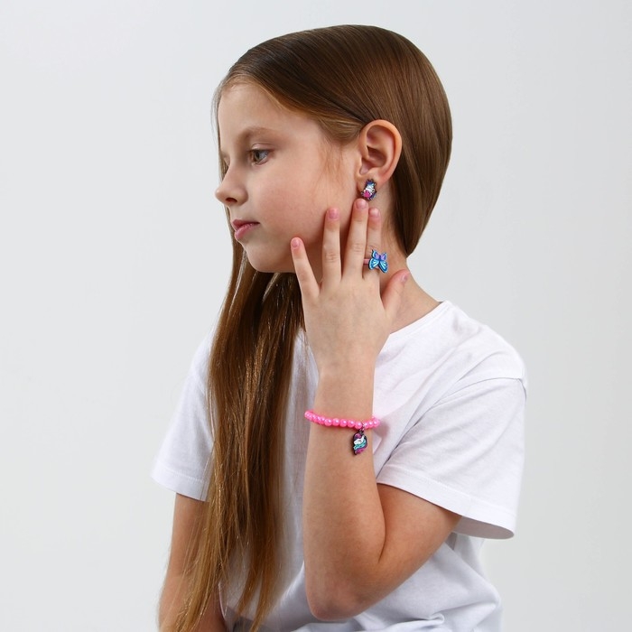 Набор бижутерии «Улыбайся и мечтай» браслет, серьги, кольцо Набор бижутерии «Улыбайся и мечтай» браслет, серьги, кольцо