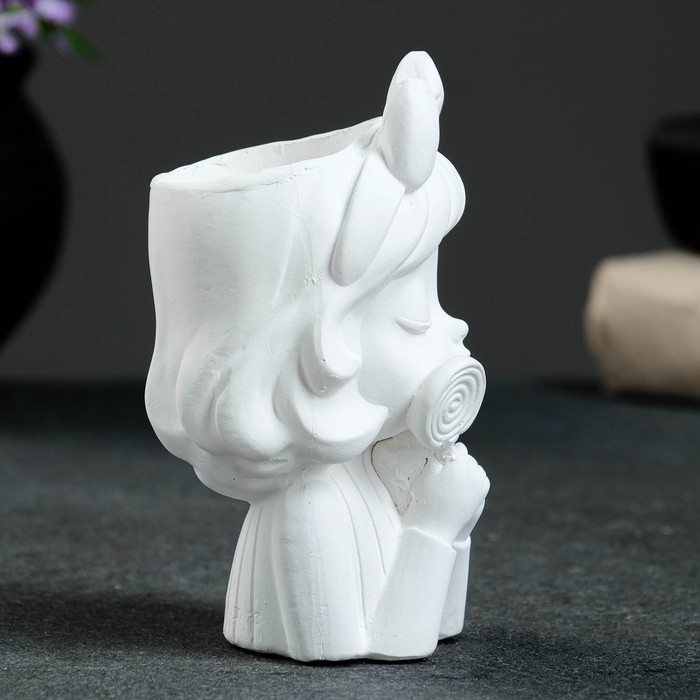 Кашпо - органайзер  Кашпо - органайзер "Девочка с леденцом" белая, 8х13х7см