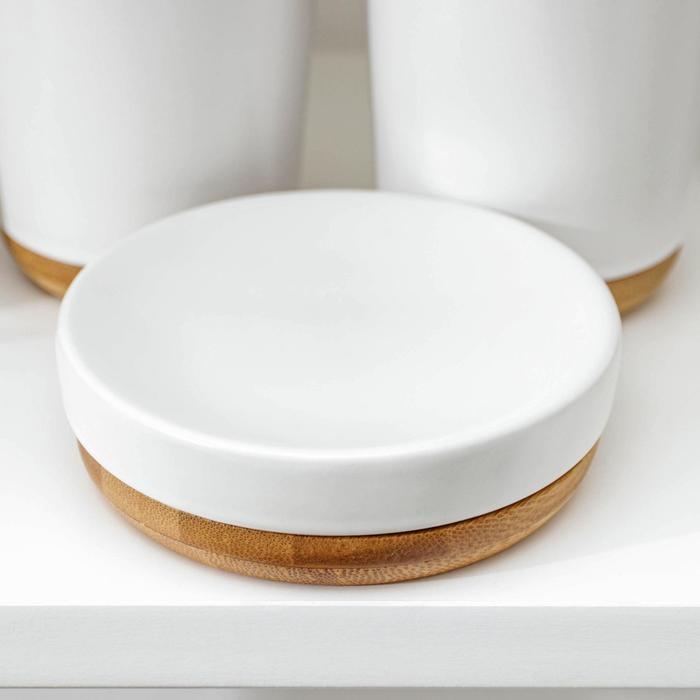 Набор аксессуаров для ванной комнаты «Эко», 4 предмета (мыльница, дозатор для мыла, 2 стакана), цвет белый Набор аксессуаров для ванной комнаты «Эко», 4 предмета (мыльница, дозатор для мыла, 2 стакана), цвет белый