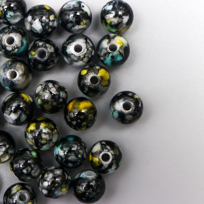 Бусины для творчества пластик Бусины для творчества пластик "Мраморные. Чёрный" d=0,8 см набор 20 гр