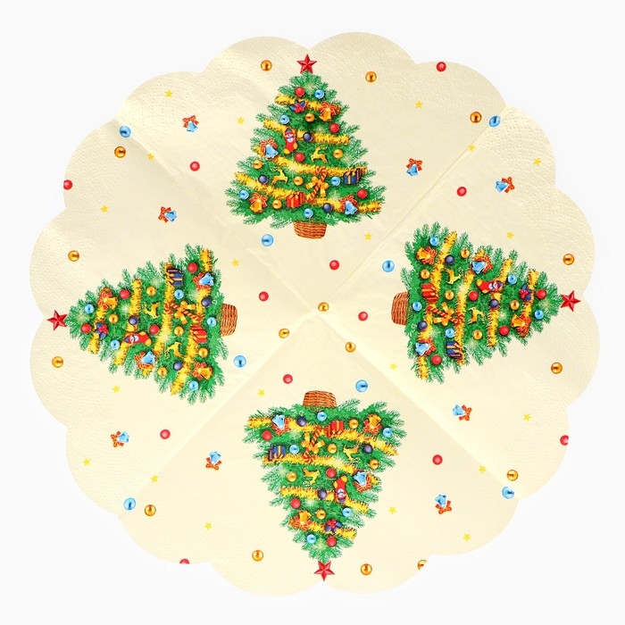 Новый год. Салфетки бумажные Art Bouquet Rondo Новый год. Салфетки бумажные Art Bouquet Rondo "Новогодняя ель", 3 слоя, d 32, 12 шт