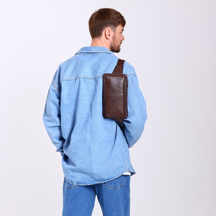 Сумка поясная на молнии, 2 наружных кармана, цвет коричневый Сумка поясная на молнии, 2 наружных кармана, цвет коричневый