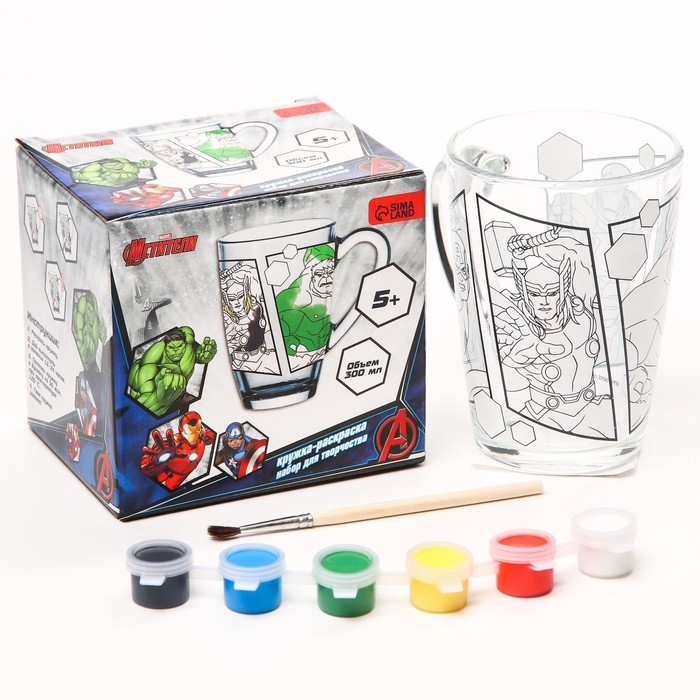 Роспись стеклянной кружки, 300 мл "Супер-герои", Мстители
