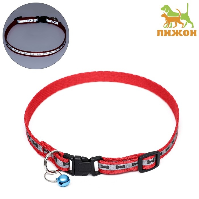 Ошейник светоотражающий с лапками 30 х 1 см, капрон, микс цветов Ошейник светоотражающий с лапками 30 х 1 см, капрон, микс цветов