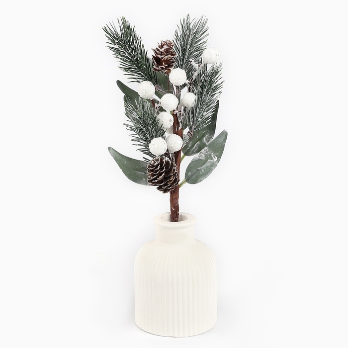 Новогодний декор, веточка "Зимние настроение" 28х12х6 см